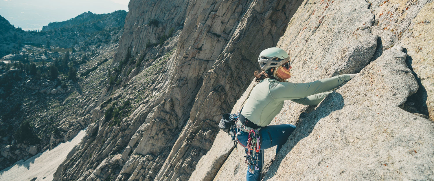 BD employee Molly Malone climbing Lone Peak
