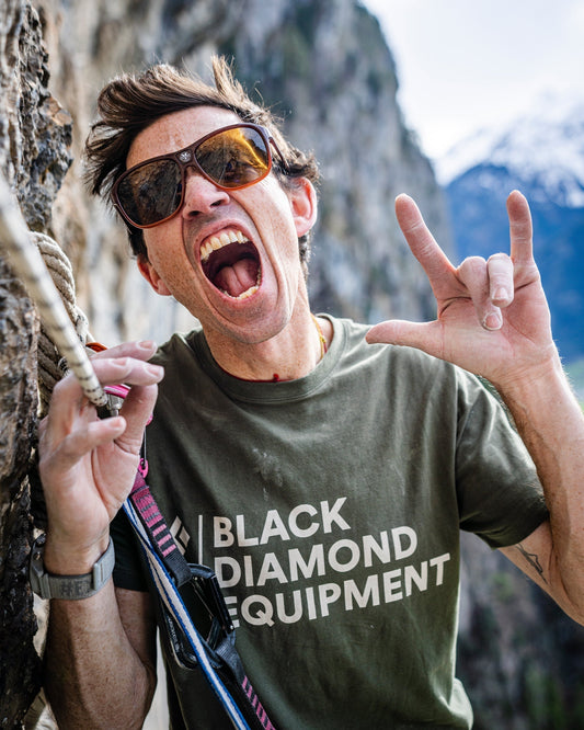 BD athlete Adrian Ballinger gives a rock on hand gesture