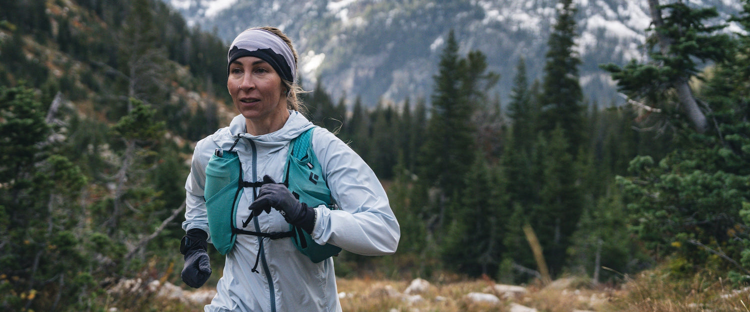 BD athlete Kelly Halpin running in the Teton Range