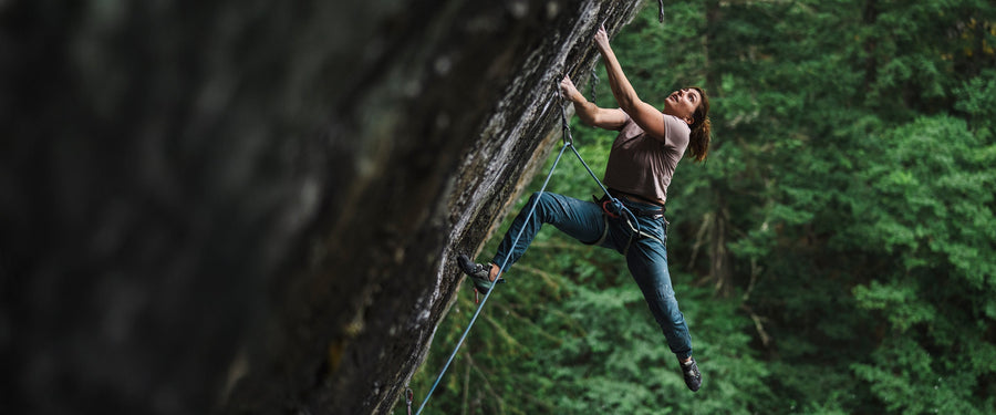 BD athlete Colette McInerney climbing in Squamish, BC