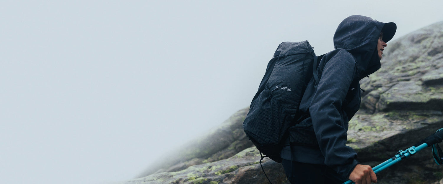 A higher in the mist and rain in Corsica, France