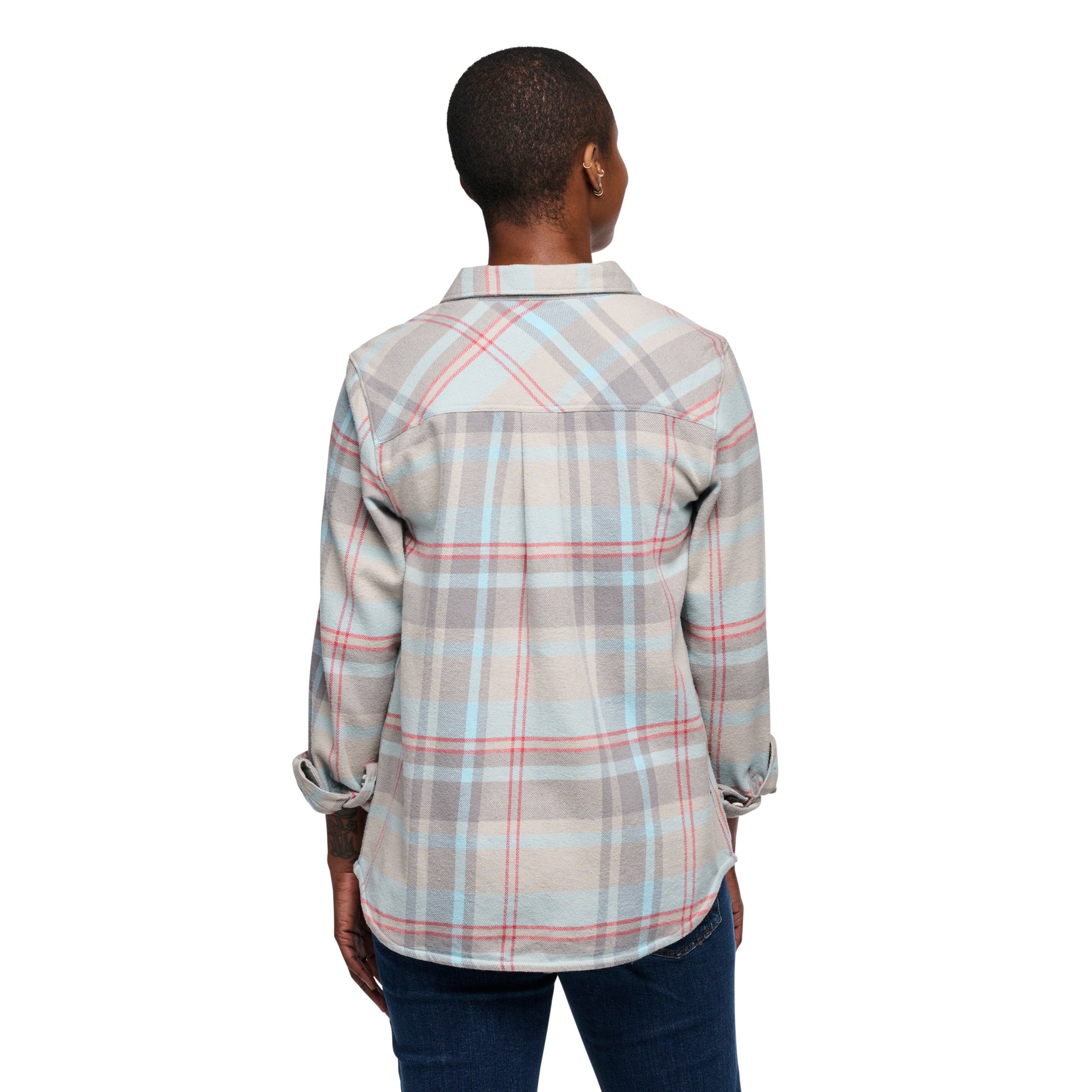 Pewter-Belay Blue Plaid ~ Model is 170 cm | Chest 86 cm | Waist 72 cm | Size Small/6 