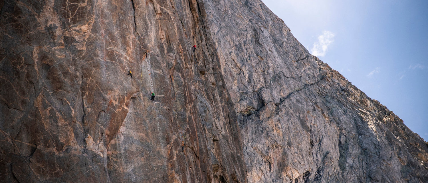 A climber in a sea of granite in the wind river range.