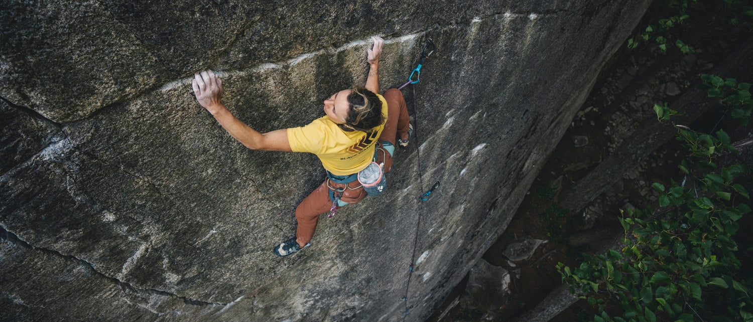 A climber on a granite face in squamish.