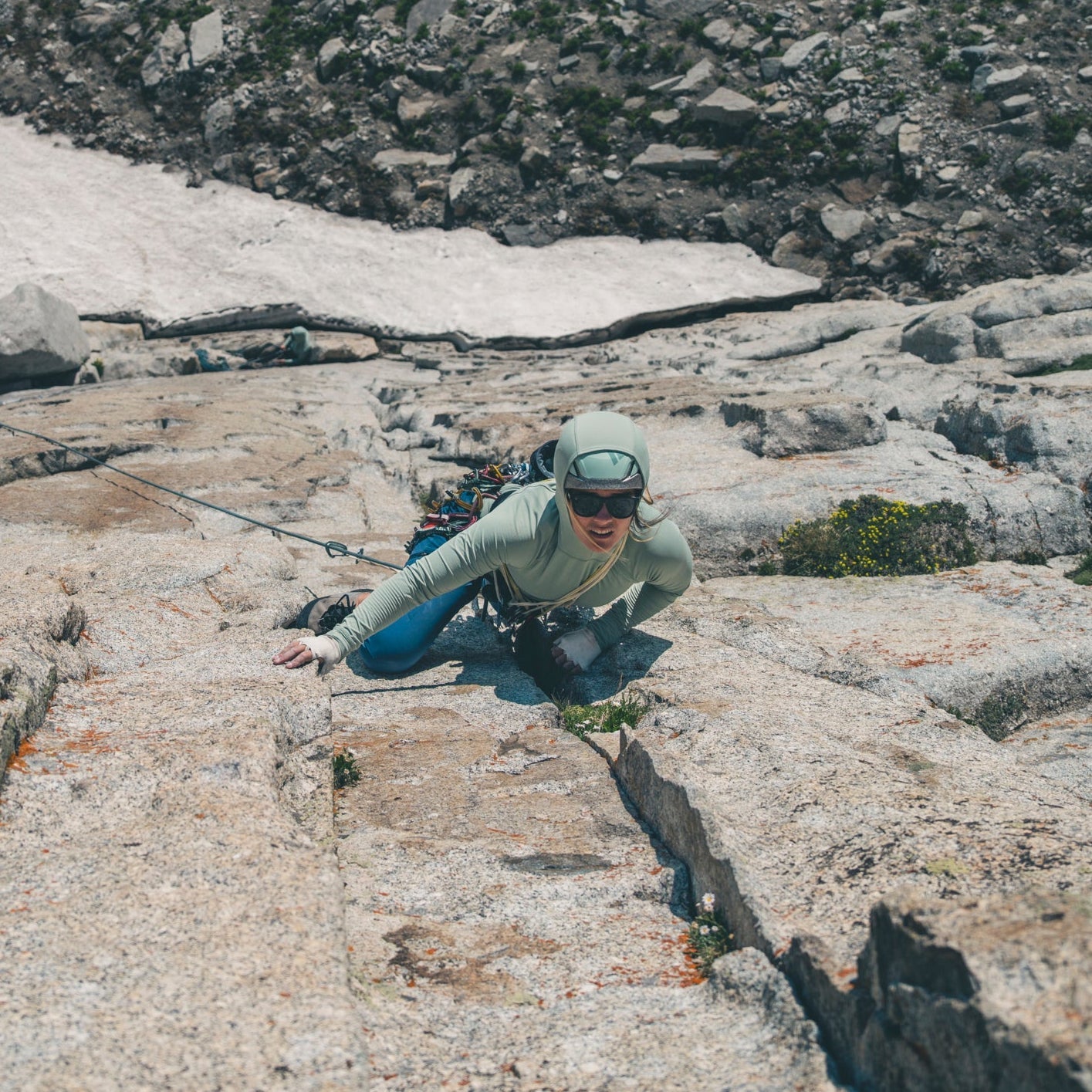 Molly climbs The Thumb on Lone Peak.